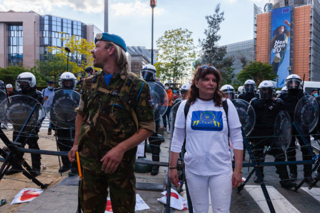 Manifestation Européenne pour les Libertés.  29 mai 2021, Bruxelles. (Nicolas Landemard)