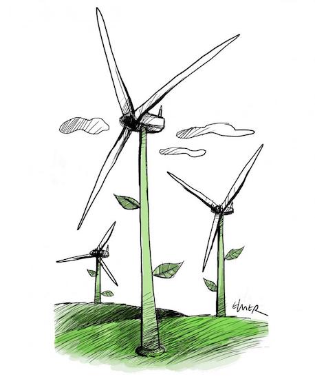 wind turbines green