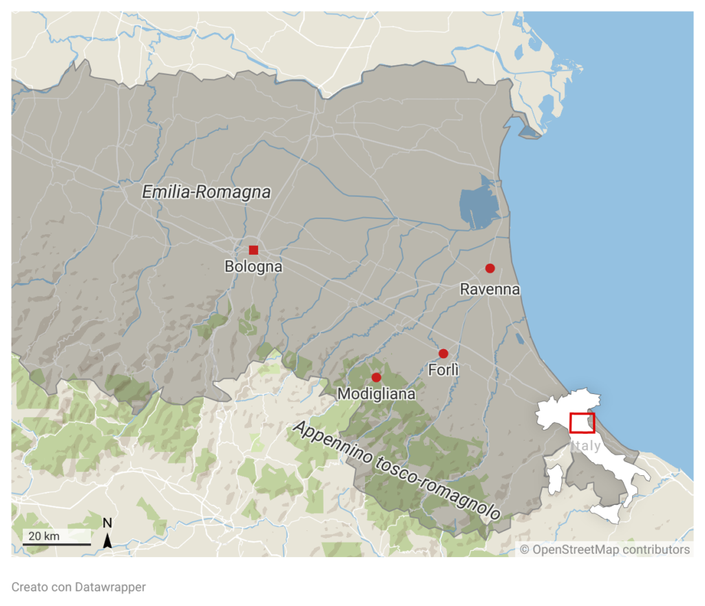 mappa dell'emilia-romagna