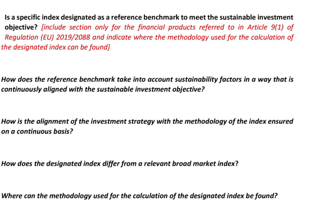 Specific questions on benchmark indices that Eurizon did not answer. | Source: European Union Regulatory Technical Standards