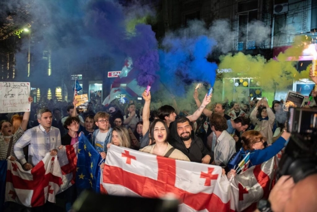 Manfestation anti-"loi russe" à Tbilisi, le 25 avril 2024. ©Mariam Nikuradze/OC Media