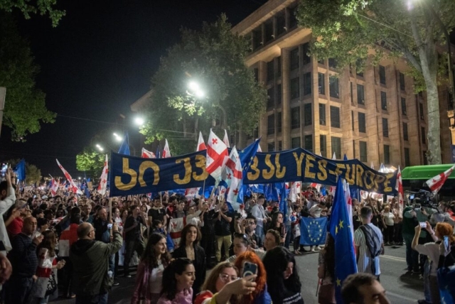 Manfestation anti-"loi russe" à Tbilisi, le 29 avril 2024. ©Mariam Nikuradze/OC Media