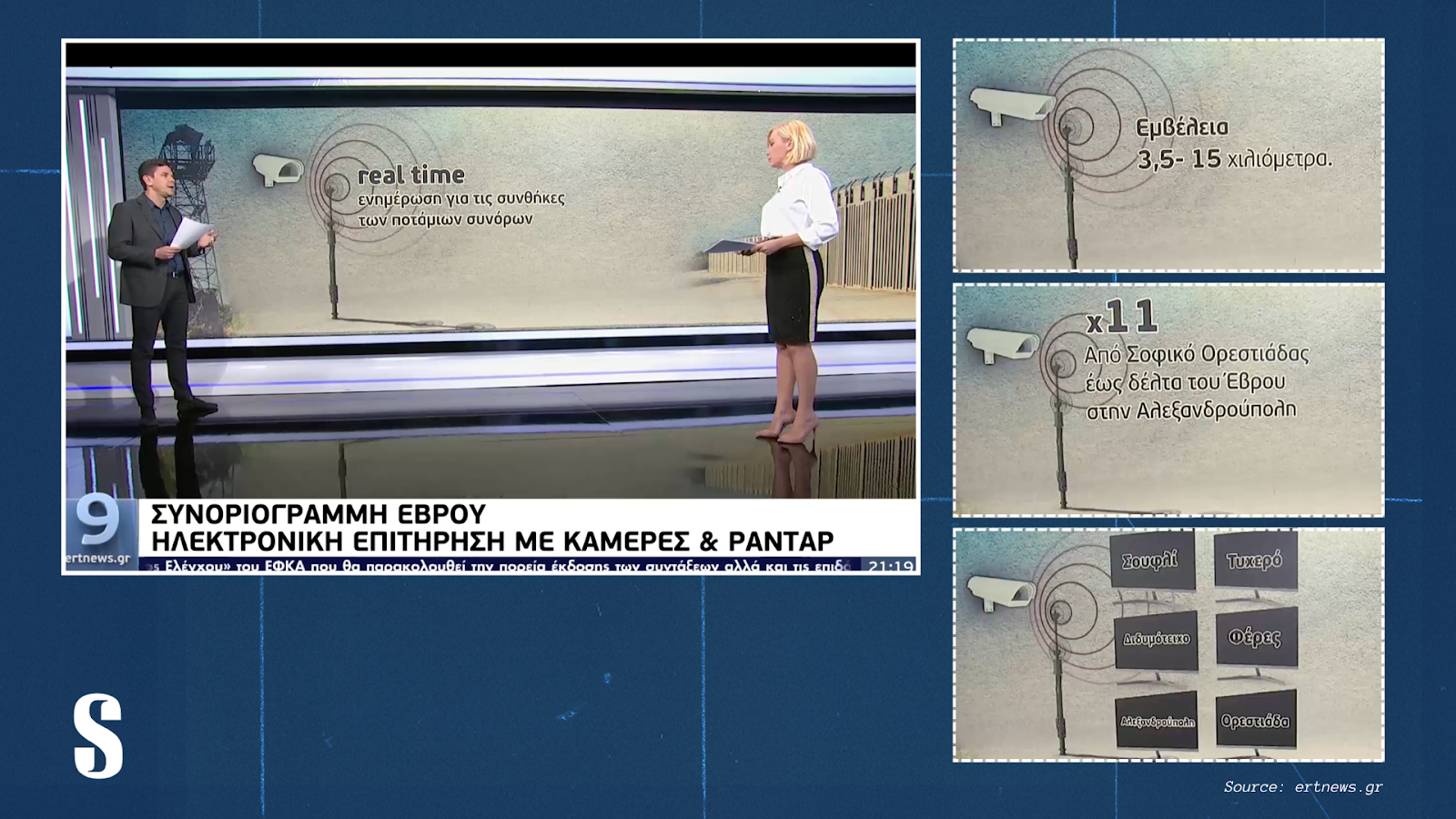The Automated Border Surveillance System is presented on Greece’s public broadcaster. | Source: Solomon, ertnews.gr 