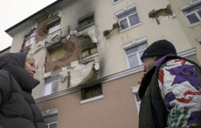 2024_Lina and security guard at a Kyiv hospital hit by a rocket_screenshot of movie
