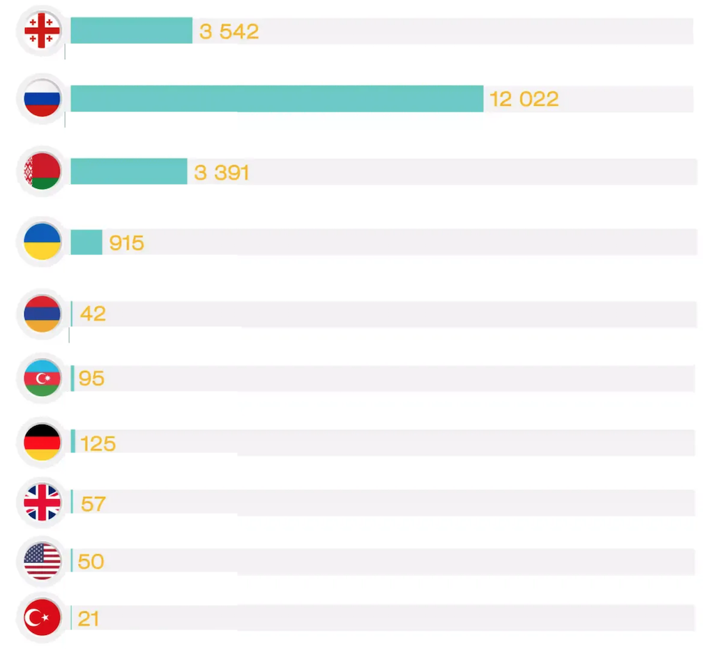 IT companies registered in Georgia by country. | Source: Geostat