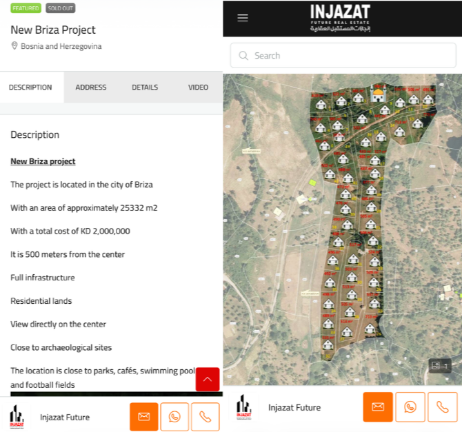 Screenshot of Injazat Future’s real estate page in Visoko.