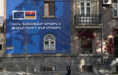 Yerevan, May 2026. A promotional board for the EU-Armenia summit. | Photo: ©GpA