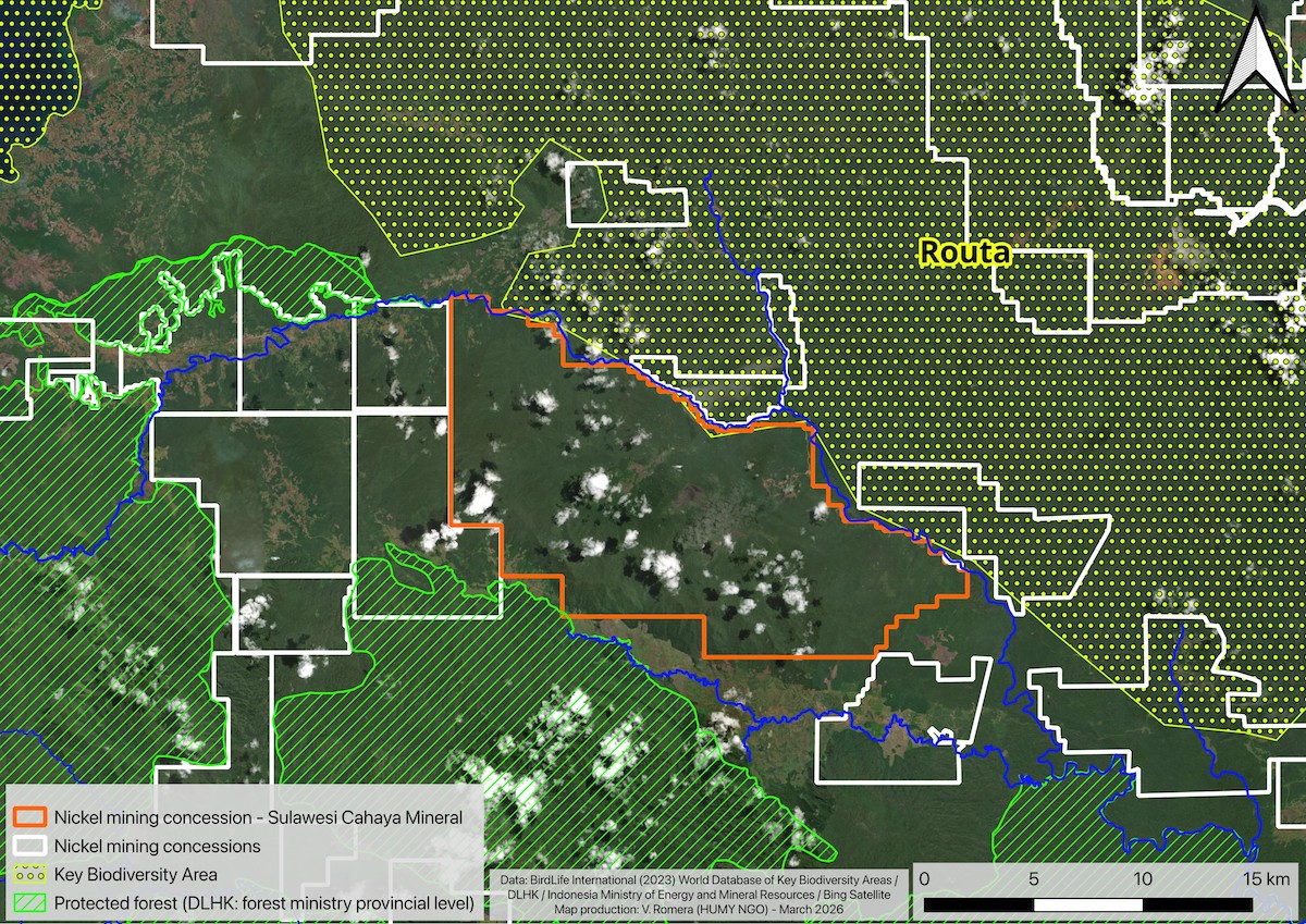 overlap between cahaya mine and KBA Routa